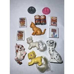 Vintage 1990s Barbie Pets And Accessories Replacements Kibble Bowls Bed Dog Cat